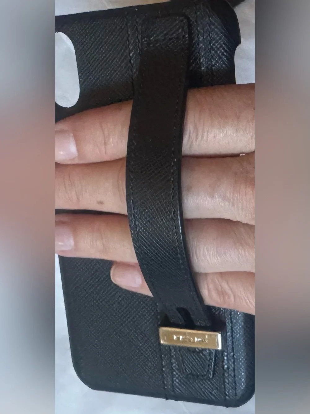 Prada iPhone X/XS Saffiano Leather Hard Phone Case w/Handle Strap